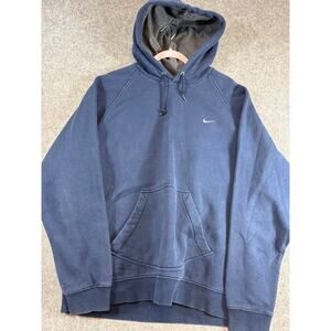 Vintage Nike Pullover Hoodie Mens XL Blue Gray Side Swoosh Logo Spellout Y2K